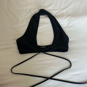 Black Halter Wrap Top